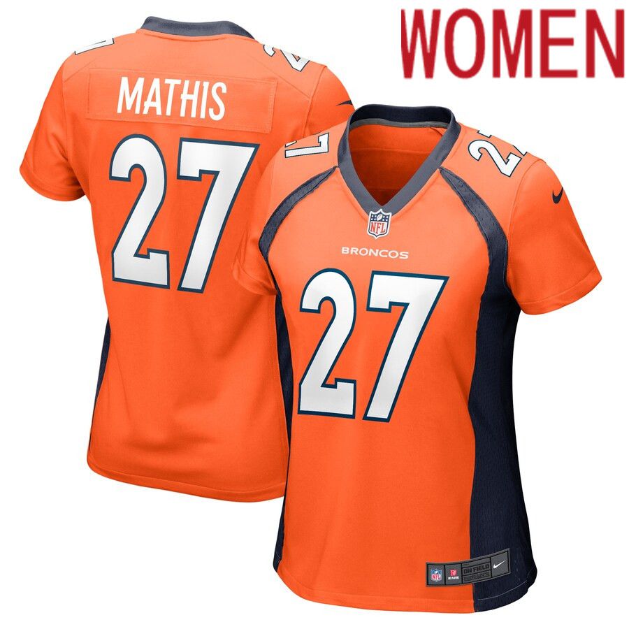 Women Denver Broncos #27 Damarri Mathis Nike Orange Game Player NFL Jersey->women nfl jersey->Women Jersey